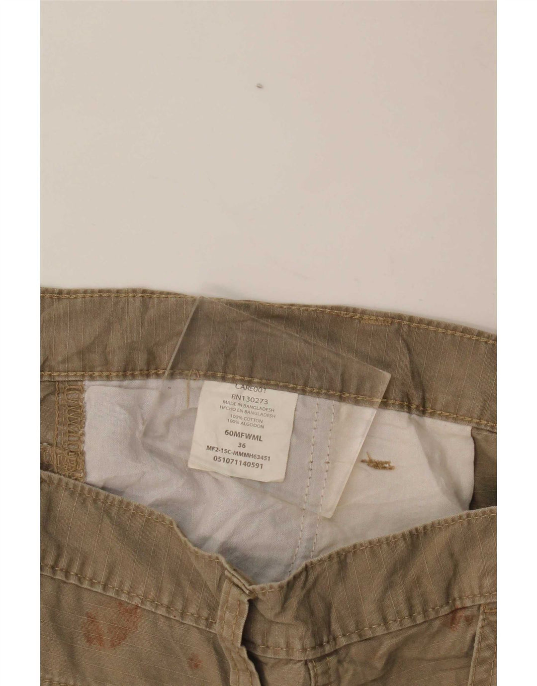 Pantaloncini cargo da uomo Wrangler W36 grandi cotone kaki
