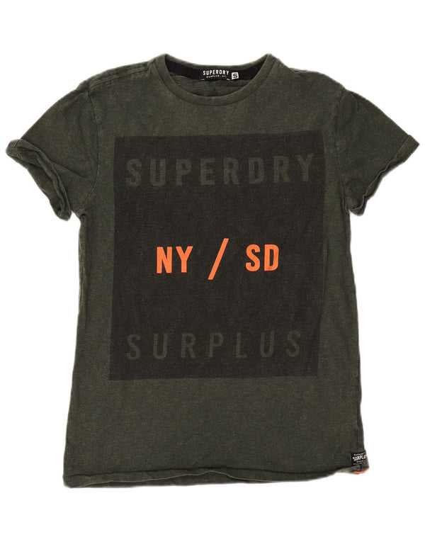 T-shirt grafica da uomo SUPERDRY Top in cotone kaki piccolo