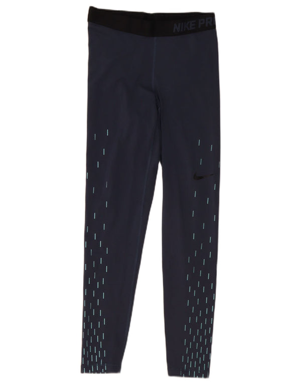 Leggings grafici Nike Dri Fit da donna UK 12 medio blu navy geometrico