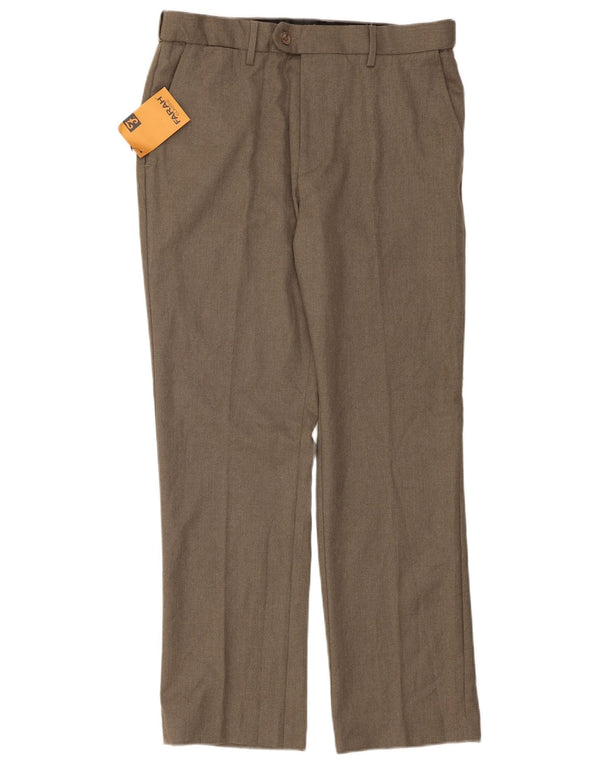 Pantaloni da abito dritti vestibilità classica da uomo Farah W34 L31 poliestere marrone