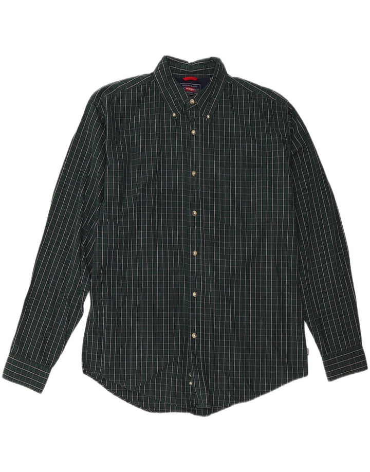 WRANGLER Camicia da uomo in flanella di cotone a quadri verde medio