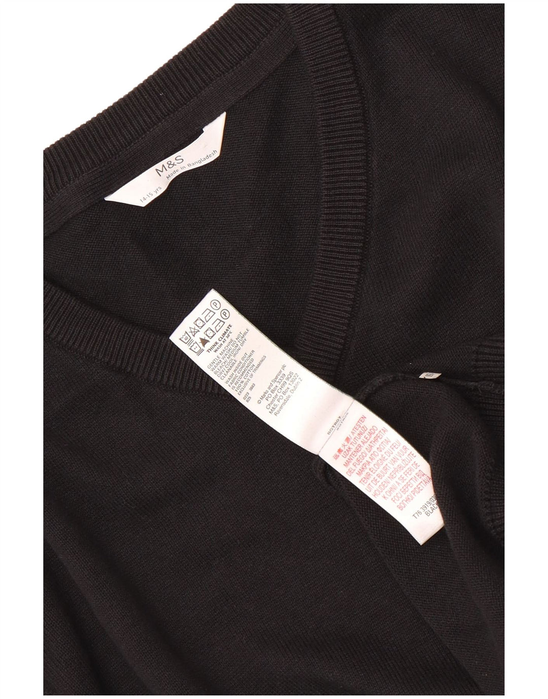 Maglione MARKS & SPENCER da bambino con scollo a V 14-15 anni in cotone nero