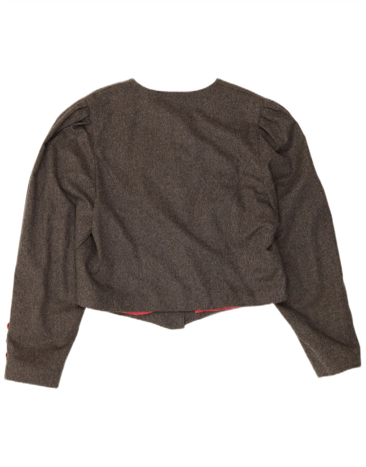 Giacca blazer a 6 bottoni corta da donna Julius Lang UK 14 Lana grigio medio