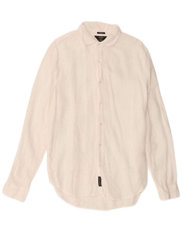 Camicia da uomo Superdry XL in lino bianco