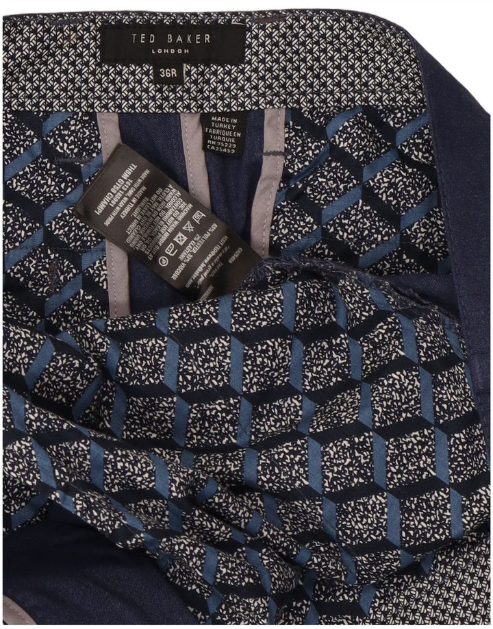 Pantaloni da abito slim da uomo Ted Baker W36 L28 poliestere blu navy
