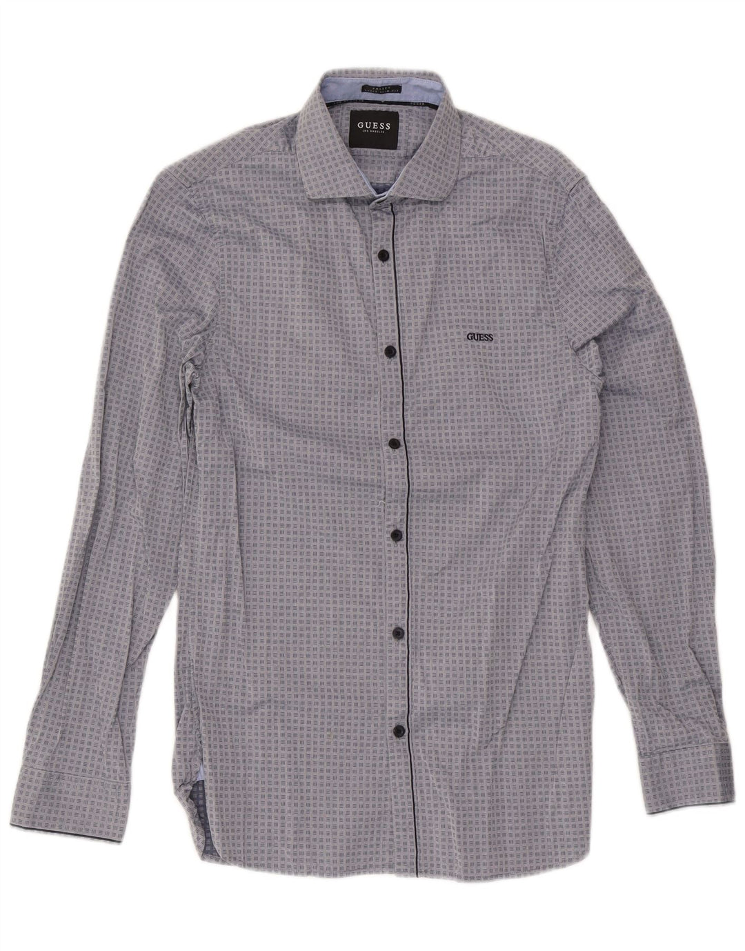 Camicia Guess Valley da uomo super slim fit in cotone geometrico grigio medio