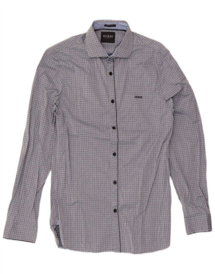Camicia Guess Valley da uomo super slim fit in cotone geometrico grigio medio
