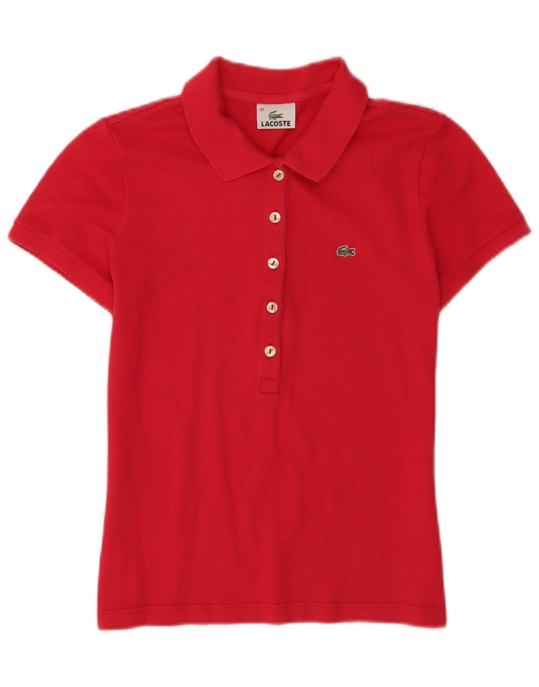 Polo da donna a maniche corte Lacoste taglia 40 cotone rosso medio