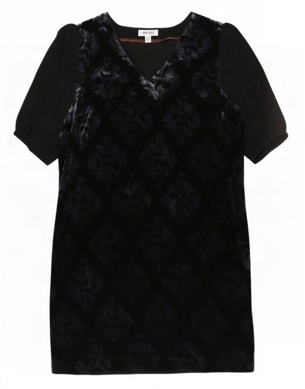 Abito a trapezio in velluto da donna White Stuff UK 14 Grande viscosa floreale blu navy