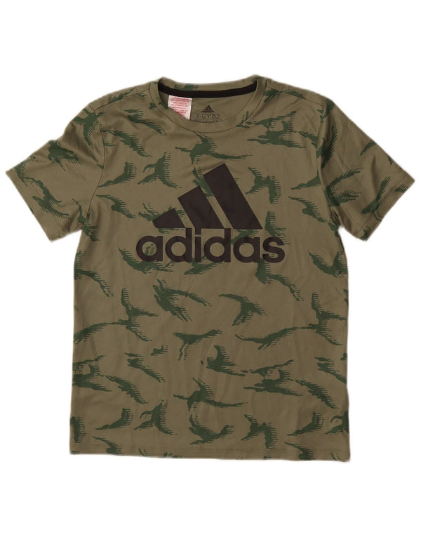 T-shirt grafica ADIDAS per ragazzi 11-12 anni in poliestere mimetico verde
