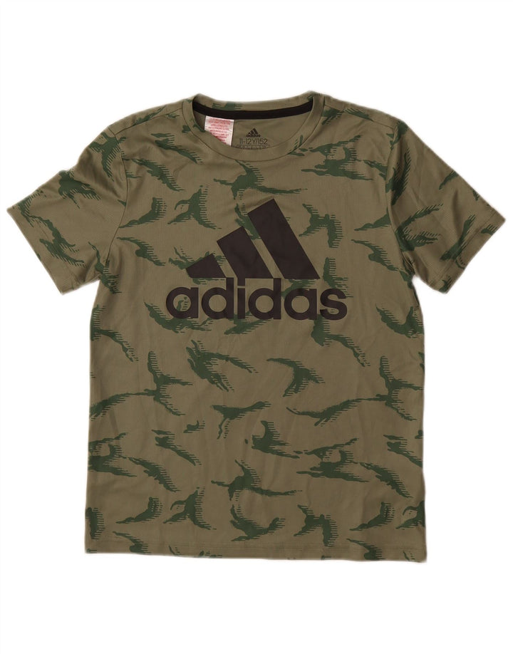T-shirt grafica ADIDAS per ragazzi 11-12 anni in poliestere mimetico verde