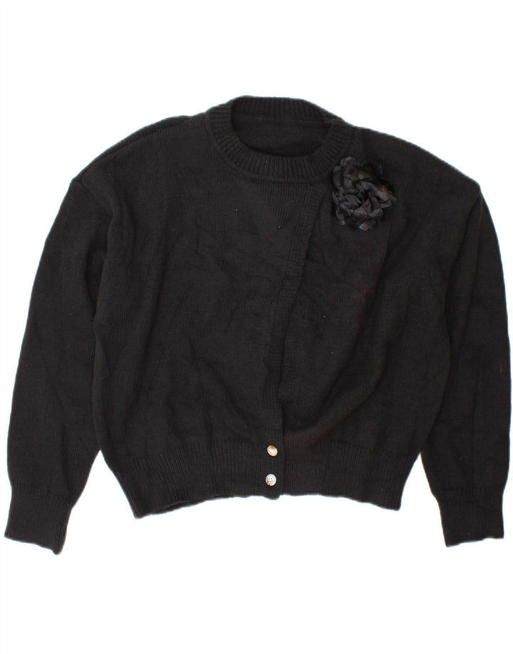 SHEIN Womens Crop Crew Neck Jumper Sweater EU 44 XL Black Polyester