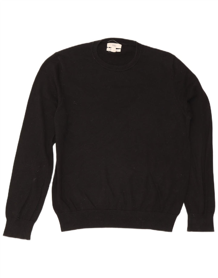 Maglione maglione girocollo da uomo Marks & Spencer grande cotone nero
