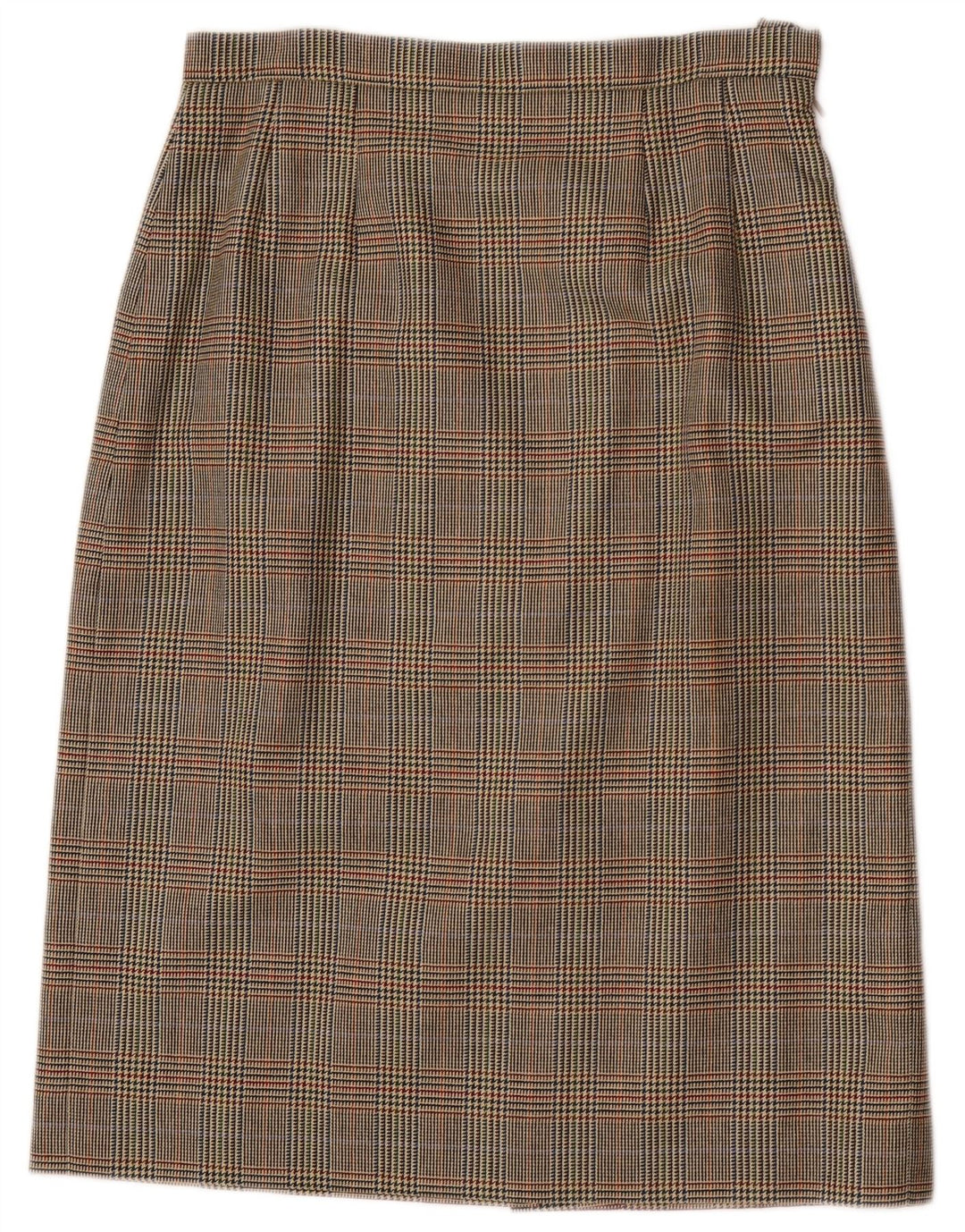 Gonna dritta da donna Aquascutum W32 grande pied de poule marrone