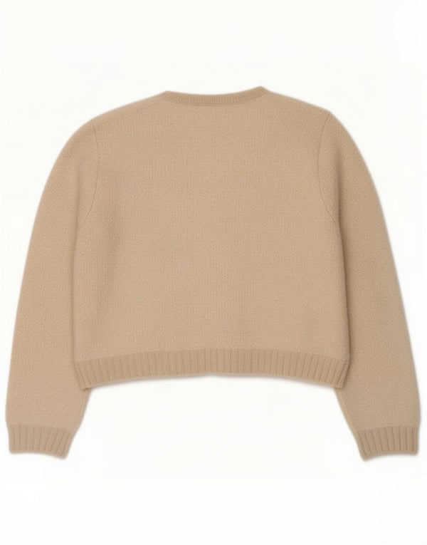 Maglione cardigan da donna Zara UK 16 grande acrilico beige