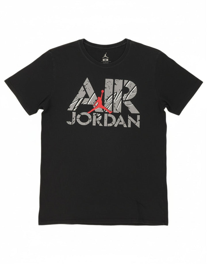 JORDAN Mens Graphic T-Shirt Top Medium Black Cotton