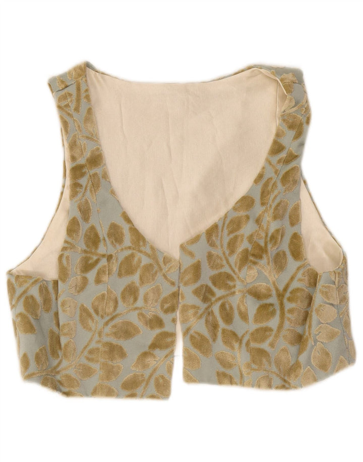Gilet da donna vintage UK 16 grande floreale blu