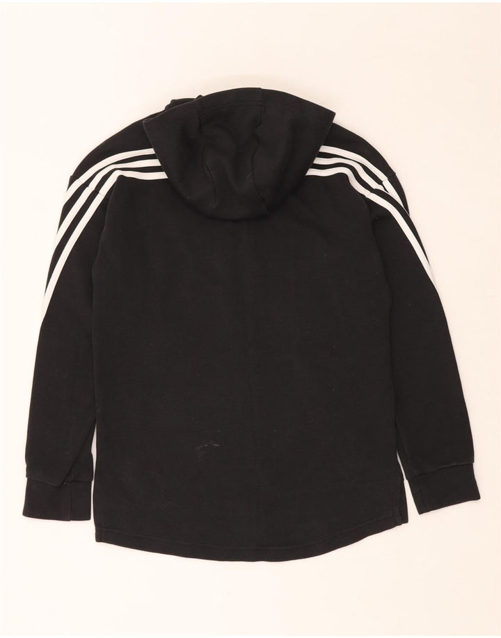 Maglione con cappuccio e zip ADIDAS da bambino, vestibilità ampia, 14-15 anni, in cotone nero