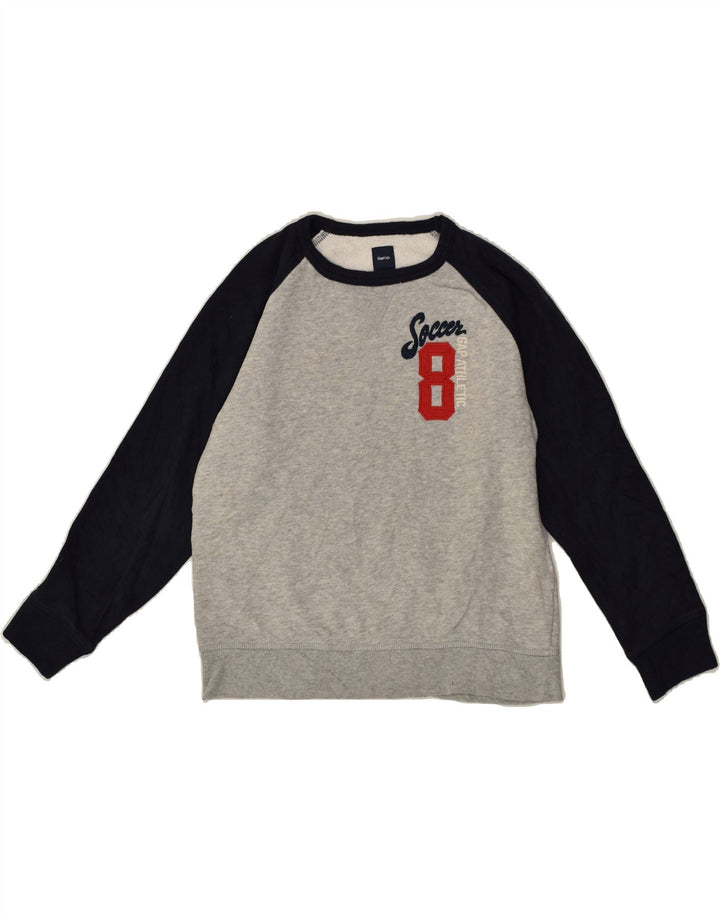 GAP Girls Sweatshirt Jumper 7-8 Years Medium Grey Colourblock Cotton | Vintage Gap | Thrift | Second-Hand Gap | Used Clothing | Messina Hembry 