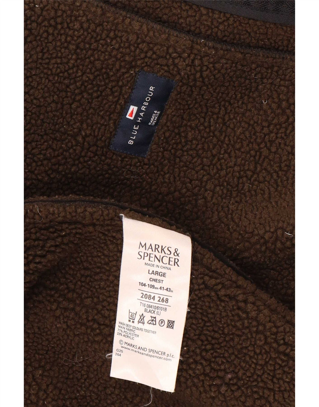 Giacca da uomo Marks & Spencer Blue Harbour Sherpa UK 40 Large Poliestere nero