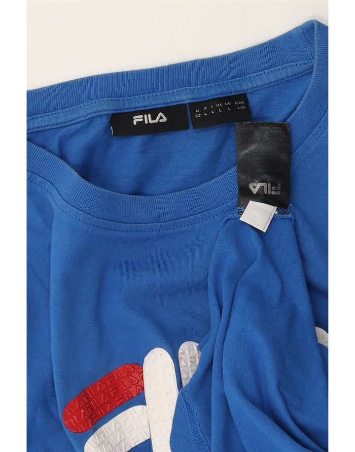T-shirt grafica da uomo Fila Top grande in cotone blu
