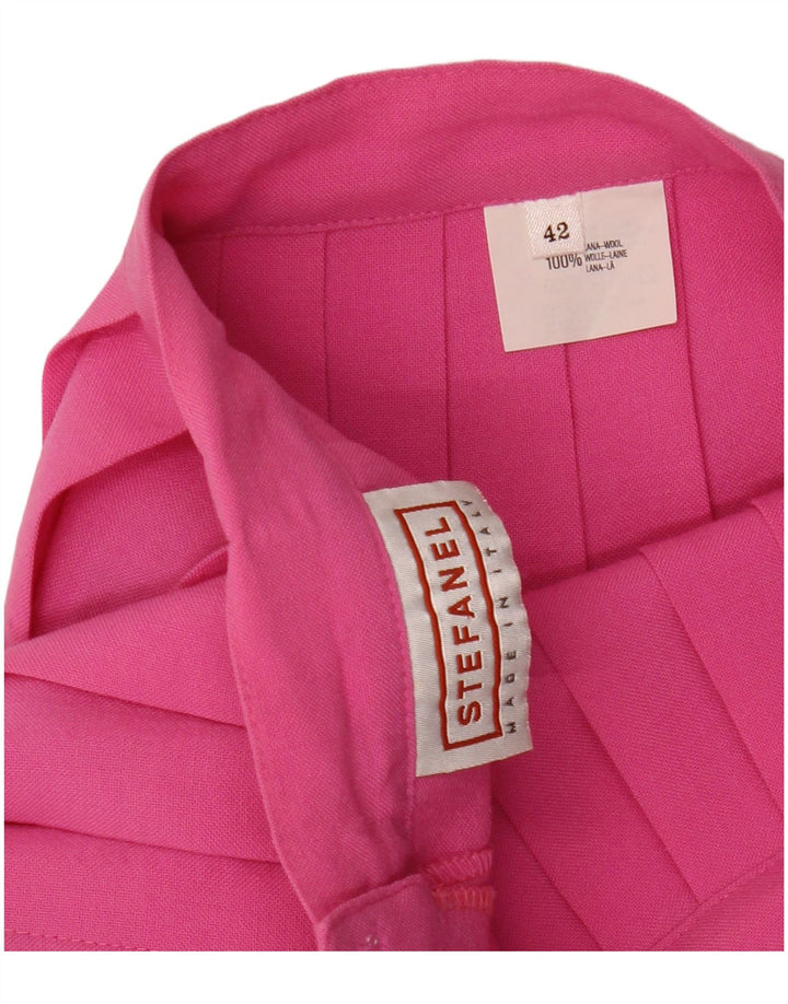 Gonna a pieghe mini coltello da donna Stefanel IT 42 media W25 lana rosa
