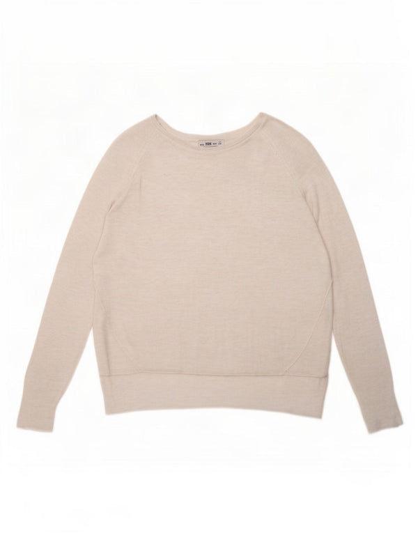 Maglione Zara da donna con scollo a barca UK 14 medio bianco screziato
