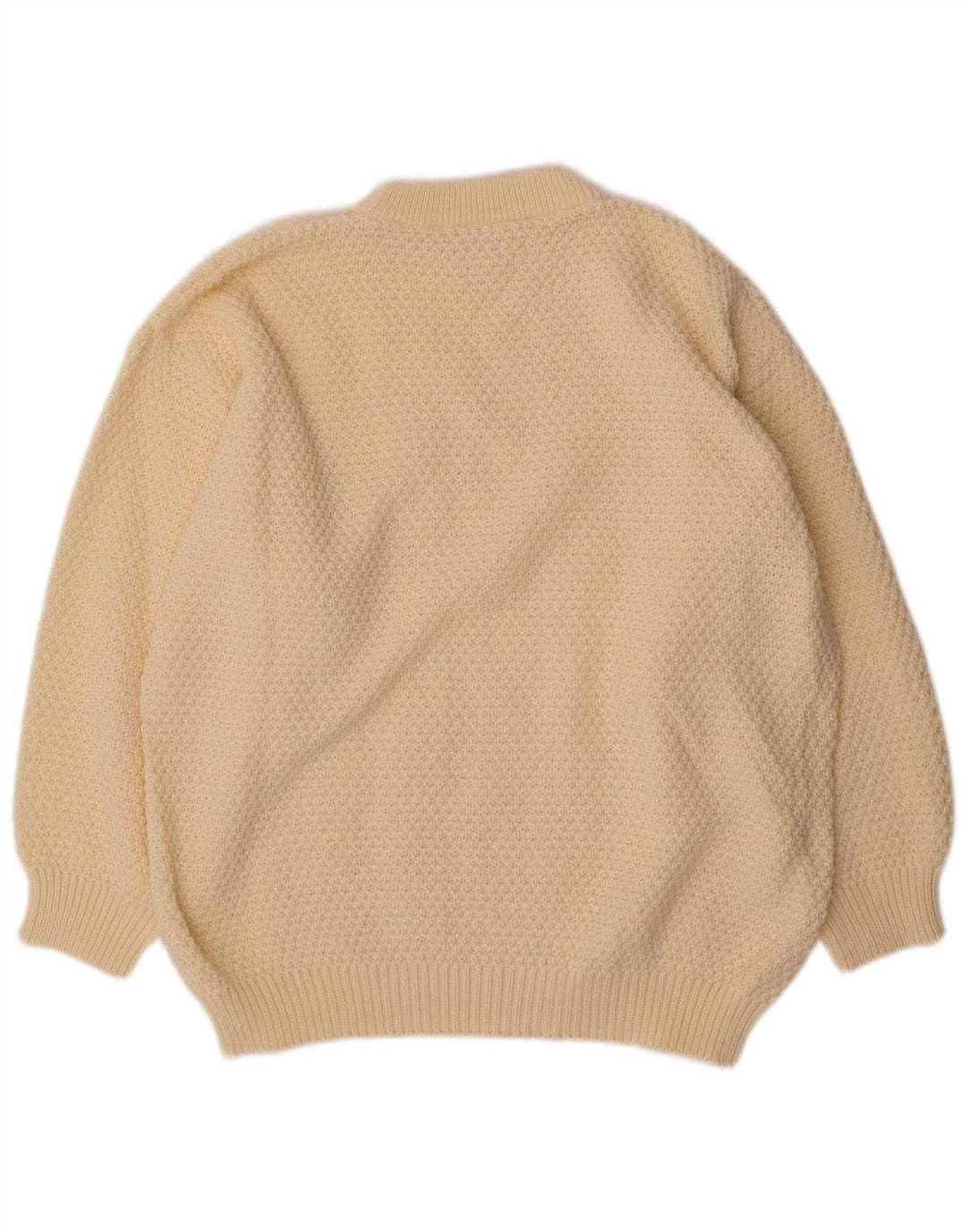 Maglione maglione girocollo da donna VINTAGE UK 20 2XL poliacrilico bianco sporco