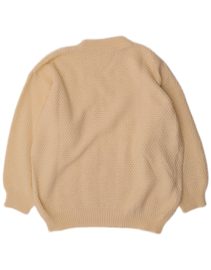 Maglione maglione girocollo da donna VINTAGE UK 20 2XL poliacrilico bianco sporco