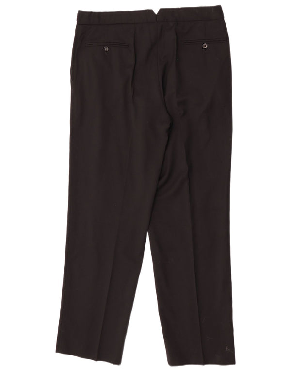 Pantaloni chino dritti da uomo Marks & Spencer W36 L31 lana vergine nera