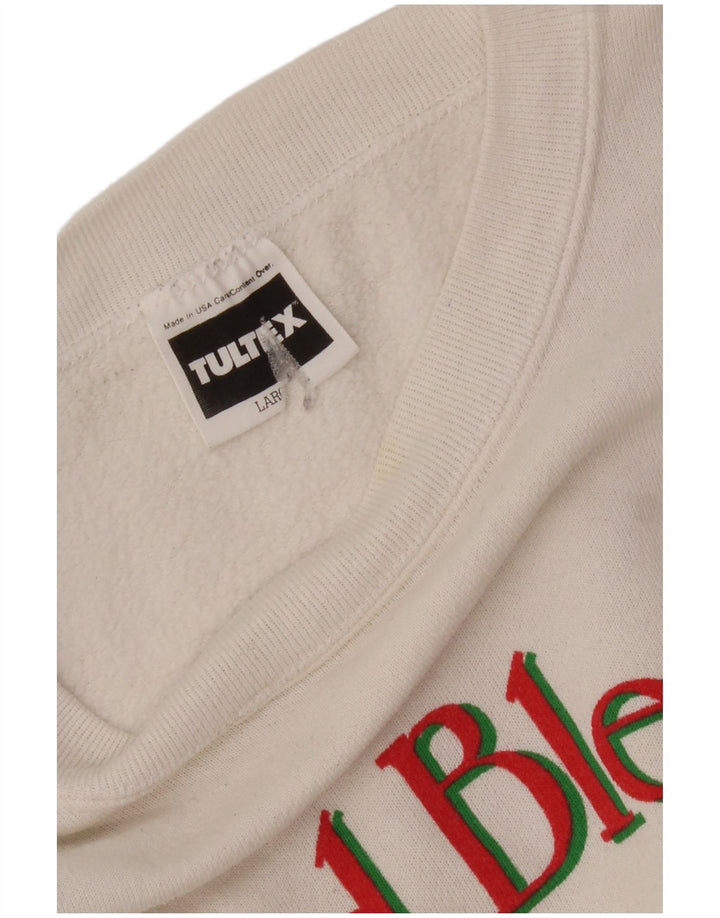 TULTEX Felpa grafica da donna Maglione UK 16 Grande cotone bianco