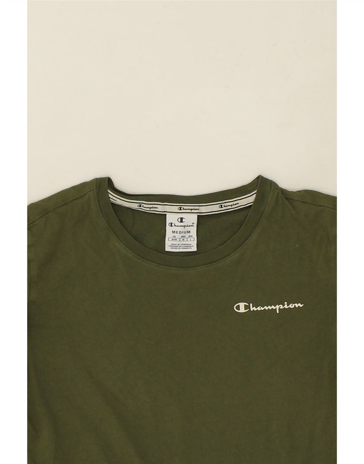 CHAMPION Womens T-Shirt Top UK 12 Medium Khaki Vintage Champion and Second-Hand Champion from Messina Hembry 
