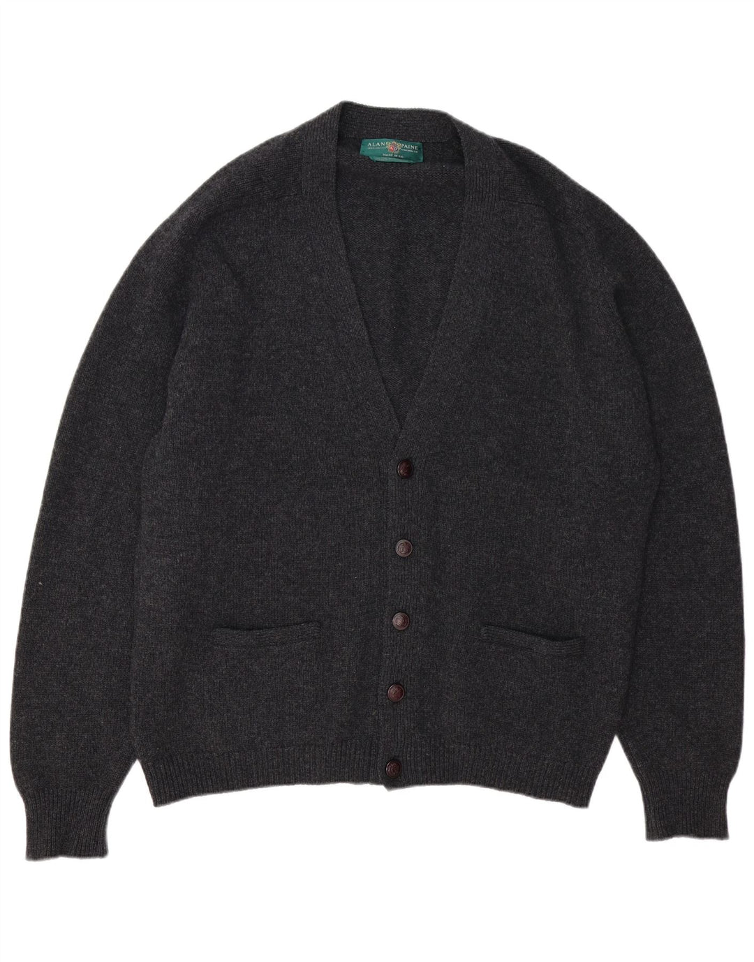 Maglione cardigan da uomo Alan Paine 2XL Lana d'agnello grigia