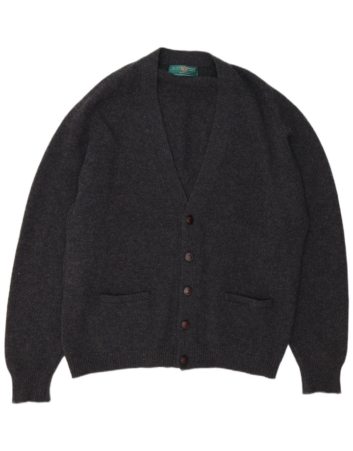 Maglione cardigan da uomo Alan Paine 2XL Lana d'agnello grigia