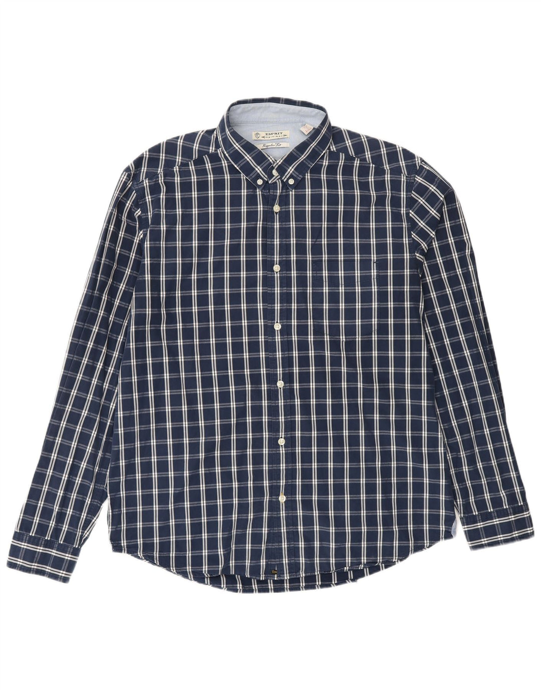 Camicia da uomo ESPRIT XL in cotone a quadri blu navy