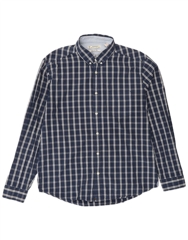 Camicia da uomo ESPRIT XL in cotone a quadri blu navy