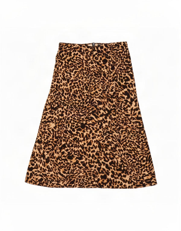 Gonna a trapezio a vita alta da donna Zara grande W30 poliestere con stampa animalier marrone