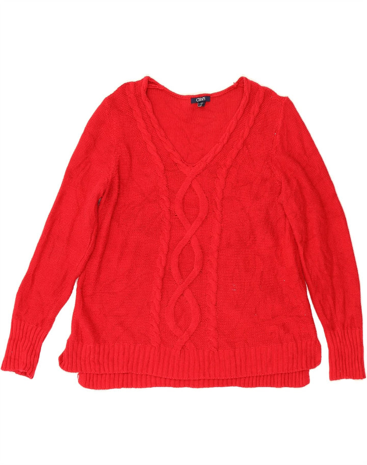CHAPS Womens V-Neck Jumper Sweater UK 18 XL Red Cotton Vintage Chaps and Second-Hand Chaps from Messina Hembry 