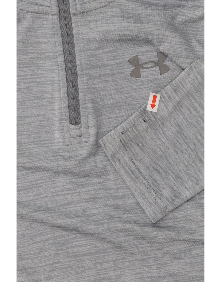 UNDER ARMOUR Boys Graphic Pullover Tracksuit Top 5-6 Years Grey Flecked