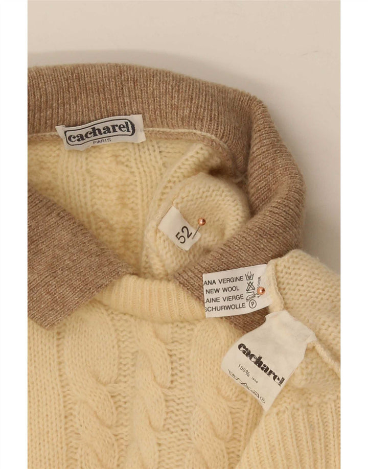 Maglione da uomo a collo alto Cacharel IT 52 Large Beige Lana