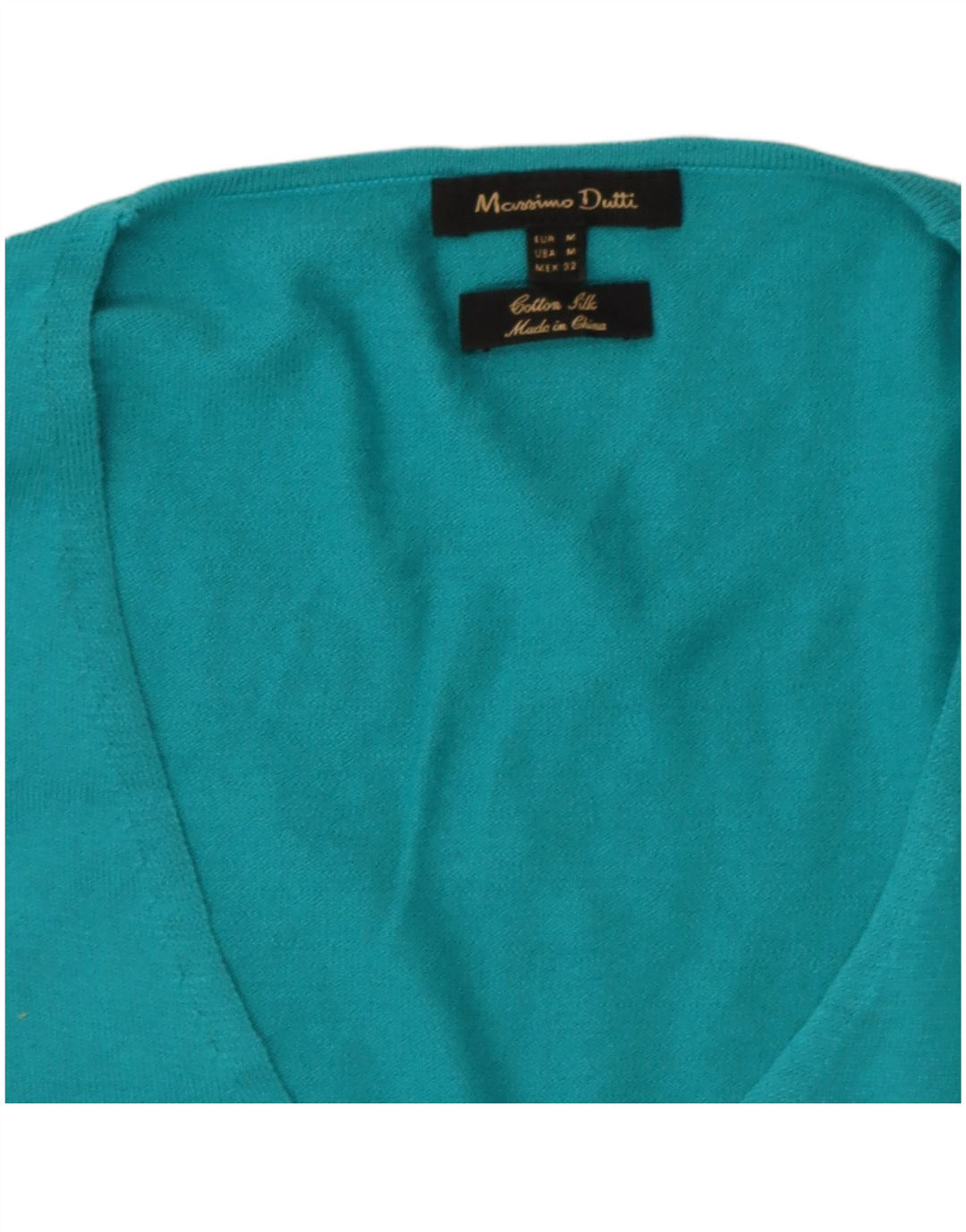 Massimo Dutti Maglione da donna con scollo a V UK 12 Cotone blu medio