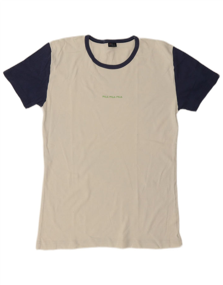 T-shirt grafica da uomo Fila Top in cotone color block medio bianco sporco