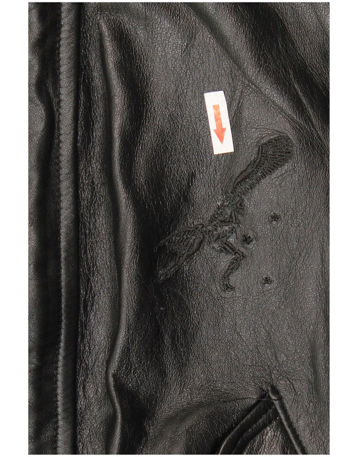 Giacca in pelle da uomo VINTAGE UK 36 piccola pelle nera