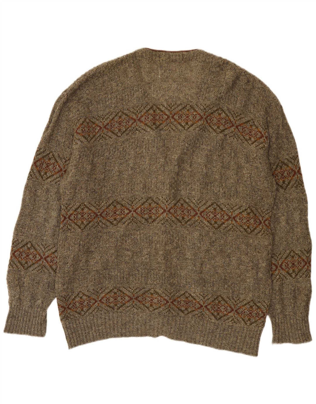 Maglione cardigan da uomo St Michael XL Lana geometrica kaki