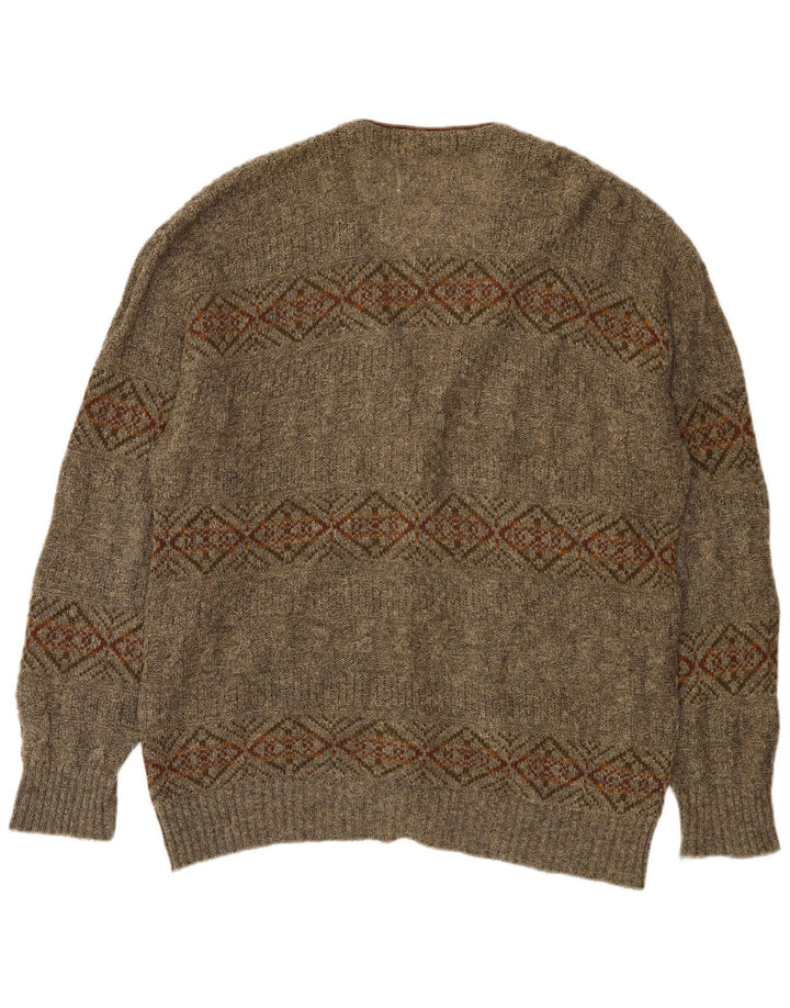 Maglione cardigan da uomo St Michael XL Lana geometrica kaki