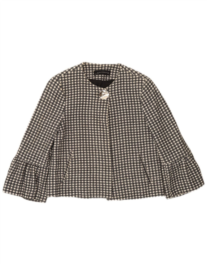 Giacca blazer da donna con maniche a 3/4 bottoni e 1 bottone Zara UK 10 piccoli quadri neri