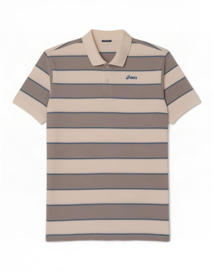 Polo Asics da uomo in cotone a righe bianche medie