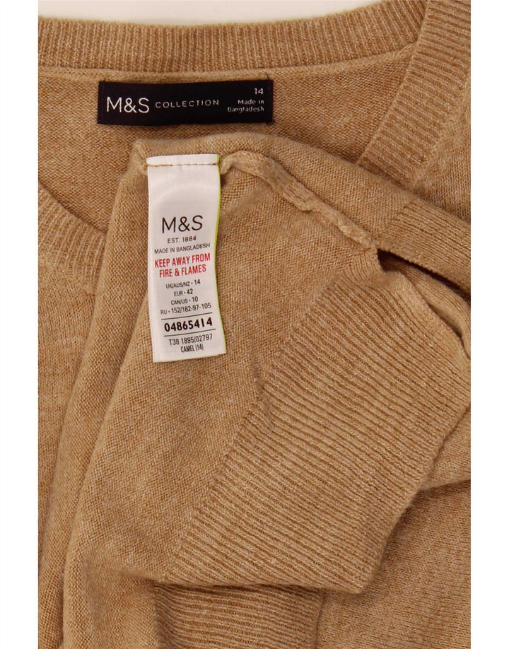 Maglione maglione girocollo da donna Marks & Spencer UK 14 Acrilico beige medio