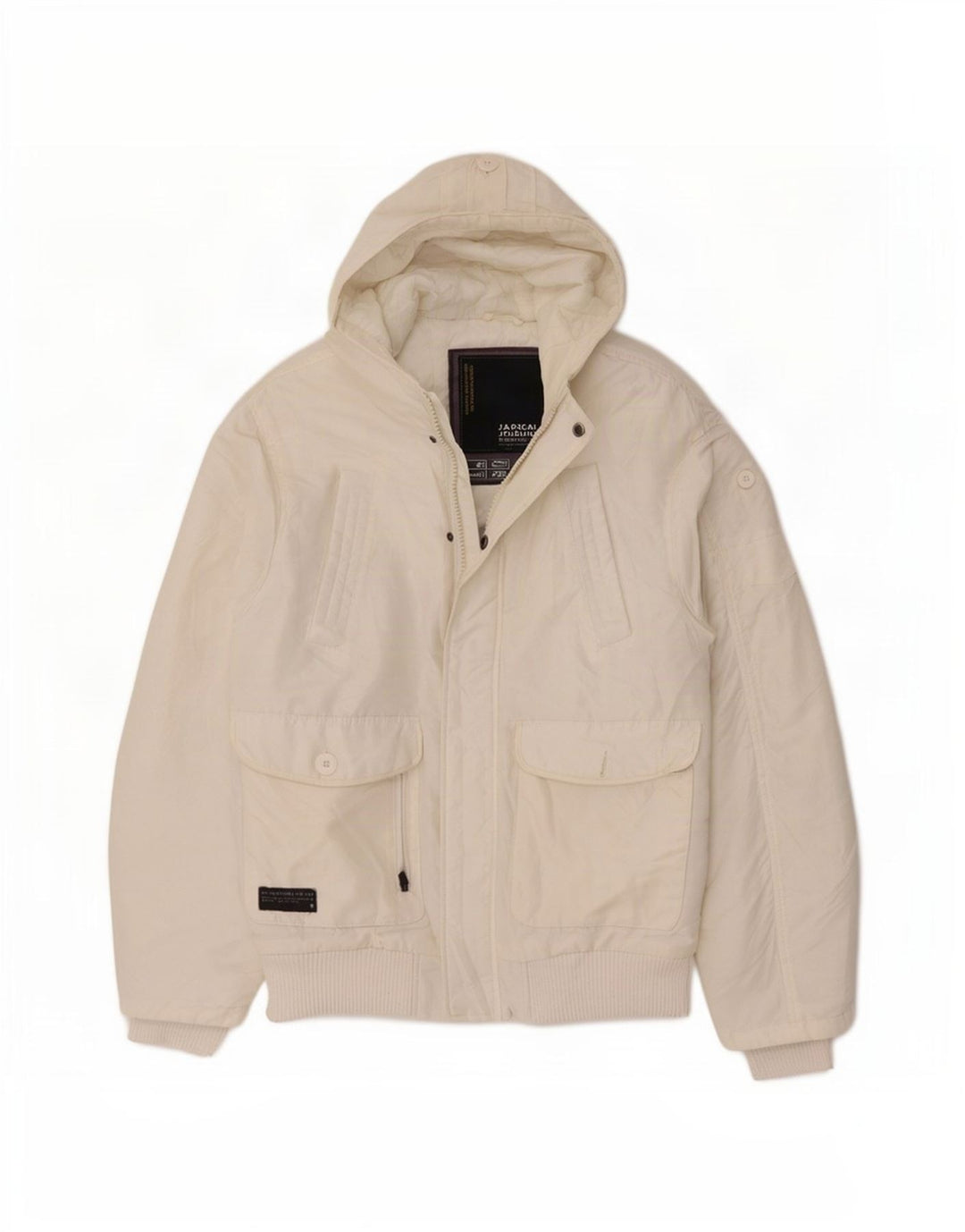 Giubbotto bomber con cappuccio da uomo Jack & Jones UK 38 poliestere bianco medio