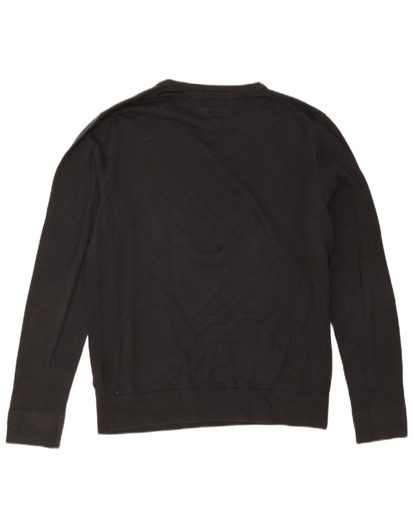 Maglione maglione con scollo a V da uomo Tommy Hilfiger grande cotone nero